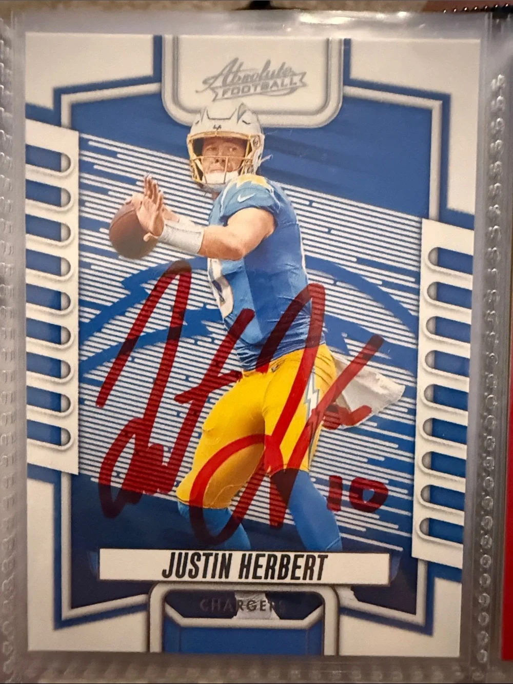 Autographed Football Trading Card - Blue & Yellow Justin Herbert